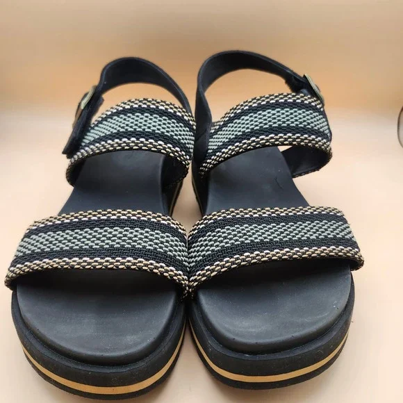 Bobs from Skechers Womens Black Woven Arch Comfort Platform Sandals 114329 BBK 9 - Picture 3 of 9